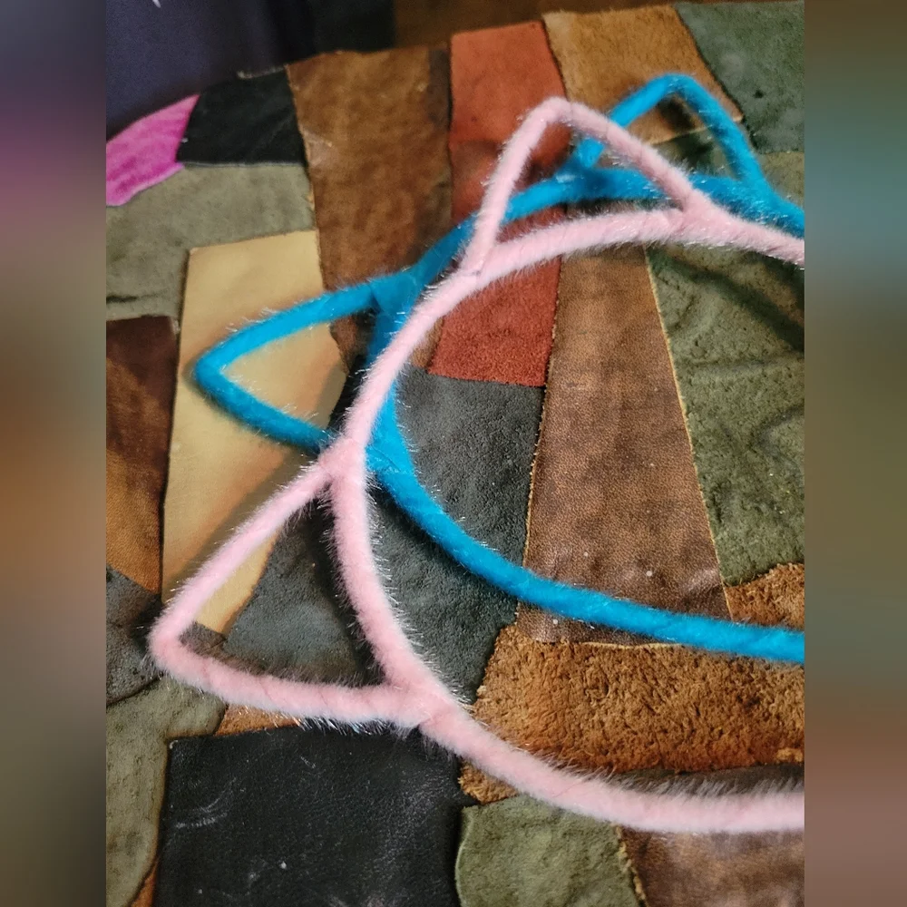 Fuzzy pink and blue Kitty Cat ear headbands - Adult Size - Never Worn